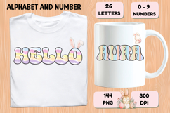 Watercolor Stripes Doodle Alphabet PNG Retro Letters 300 DPI Product Image 6