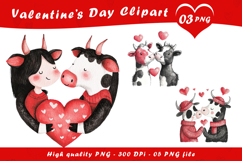 Valentine Cow Couple Clipart PNG Product Image 1