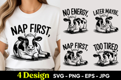 Nap First Funny Cow SVG PNG Product Image 1