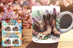Floral 15oz Mug Wrap Png Design , Western Product Image 1