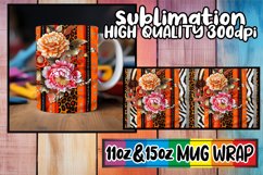 Trendy 3D Leopard and Flower Mug Wrap Art Product Image 1