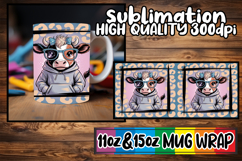 Unique memories 11oz 15oz sublimation wrap, Cute Cow Product Image 1