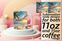 Mug Wrap: Tropical Beach,Ocean,and Palms 11oz/15oz Product Image 1
