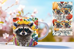 Whimsical Raccoon with Flowers Mug Wrap 11oz/15oz Product Image 1
