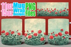 Sublimation Enchanted Garden Mug Wraps 11oz 15oz - Floral Wh Product Image 1