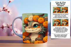 Elegant 11oz Mug Wrap Png Template , Dragon Product Image 1