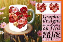 Sublimation Mug Wrap Flower Heart Spring Design Product Image 1