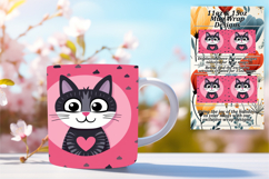Stylish 11oz Mug Wrap Png Artwork , Cute Cat Product Image 1