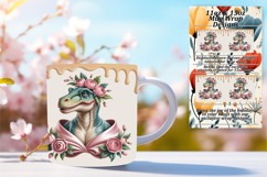 Stylish 11oz Mug Wrap Png Template , Cute Dino Product Image 1