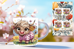 Custom 11oz Mug Wrap Png Artwork , Cute Cow Product Image 1
