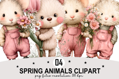 Spring Animals Clipart Watercolor Clipart png Product Image 1