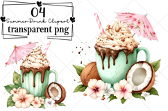 Whimsical Summer Tropical Drink Clipart Watercolor PNG Product Image 1