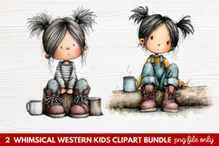 2 Whimsical Western Kids Clipart | Cute Cowboy &amp; Cowgirl PNG Product Image 1
