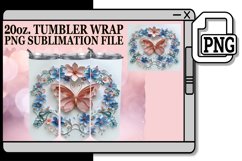 3D Butterfly Garden Tumbler Wrap - 20oz Spring Design Product Image 1