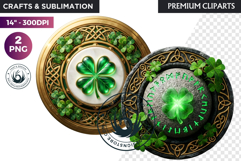 Saint Patrick Clipart Celtic Irish PNG round coaster Product Image 1