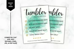 Printable Tumbler Care Instructions Card - Glitter Green Product Image 1