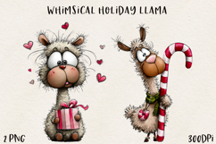 Whimsical Christmas Llama BUNDLE| Cute Holiday Llama PNG Product Image 9
