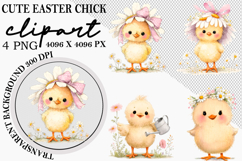 Whimsical Cute Easter Chick Clipart Watercolor png Product Image 1