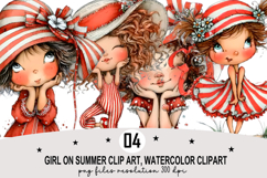 Whimsical Girl Summer Clipart png Watercolor png Product Image 1