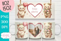 Cute Valentines Photo Mug Wrap template PNG for Sublimation Product Image 1