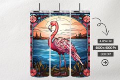 Flamingo Stained Glass Square Coaster - 04 Variations Product Image 1