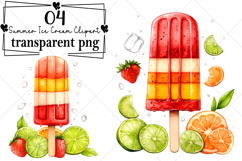 Whimsical Summer Ice Cream Clipart Watercolor PNG Product Image 1