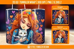 3D Cute Cat Tumbler Wrap Designs, Sublimation Wrap Product Image 1