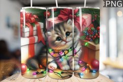 Christmas Cat Tumbler Wrap - Christmas Tumbler PNG Design Product Image 1