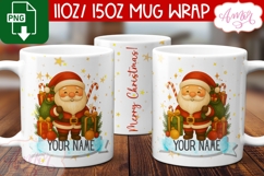 Custom Christmas mug wrap PNG, Cute Santa mug PNG Product Image 1