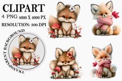 Autumn Fox Watercolor Clipart Watercolor PNG Product Image 1