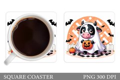 Halloween Cow Coaster Design. Halloween Cow Sublimation Product Image 1