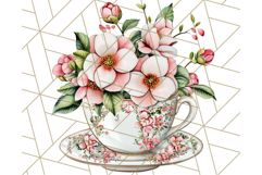 Vintage Floral Teacup Clipart PNG, Blooming Teacups Clip Art Product Image 4