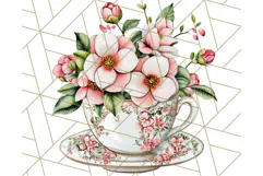 Vintage Floral Teacup Clipart PNG, Blooming Teacups Clip Art Product Image 4