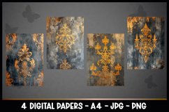 4 Vintage Gold Digital Papers I Junk Journal Pages Product Image 2