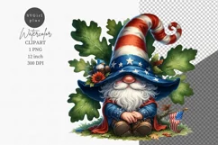 Gnome clipart, Patriotic Gnome, Patriotic Sublimation, Product Image 1