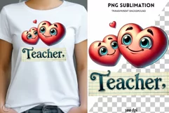 Teacher Hearts PNG Design, School Spirit Sublimation Product Image 1