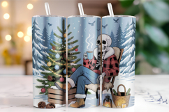 Merry Christmas Skeleton Tumbler Wrap | Christmas Wrap Product Image 1