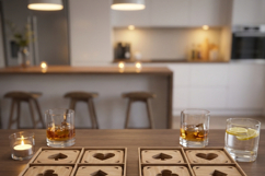 Geometric Laser Cut Coaster Set with Storage Box Patterned Product Image 3