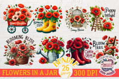 Poppy Flowers Clipart Sublimation Bundle 26 PNG Spring Product Image 1
