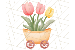 Pastel Watercolor Spring Clipart, Cheerful Floral Png Design Product Image 4