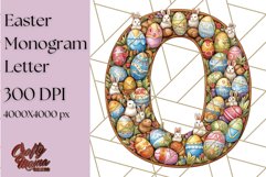 Easter Letter O Clipart, Bunny Alphabet PNG, Egg Monogram Product Image 1