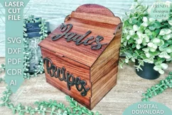Recipes Box with Lid I Recipe divider cards Laser cut svg Product Image 3