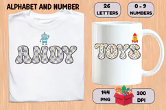 Vintage Toys Alphabet and Numbers PNG 300 DPI Product Image 6