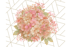 Fall Foliage Clipart PNG, Pink and Green Leaves Product Image 4