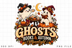 Ghosts Books and Autumn Moonlight Halloween Sublimation Product Image 2