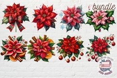 Christmas Poinsettia Bundle Sublimation 36 PNG Flowers Product Image 2
