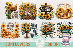 SunFlowers Clipart Sublimation Bundle 28 PNG Motivational Product Image 2
