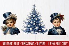 Vintage Blue Christmas Clipart Sublimation Product Image 1