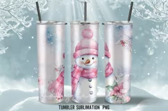 Vintage Pastel Snowman Tumbler Sublimation Designs | Tumbler Product Image 4