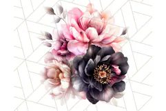 Gothic Floral PNG, Dark Aesthetic Flowers Clipart Print Product Image 4